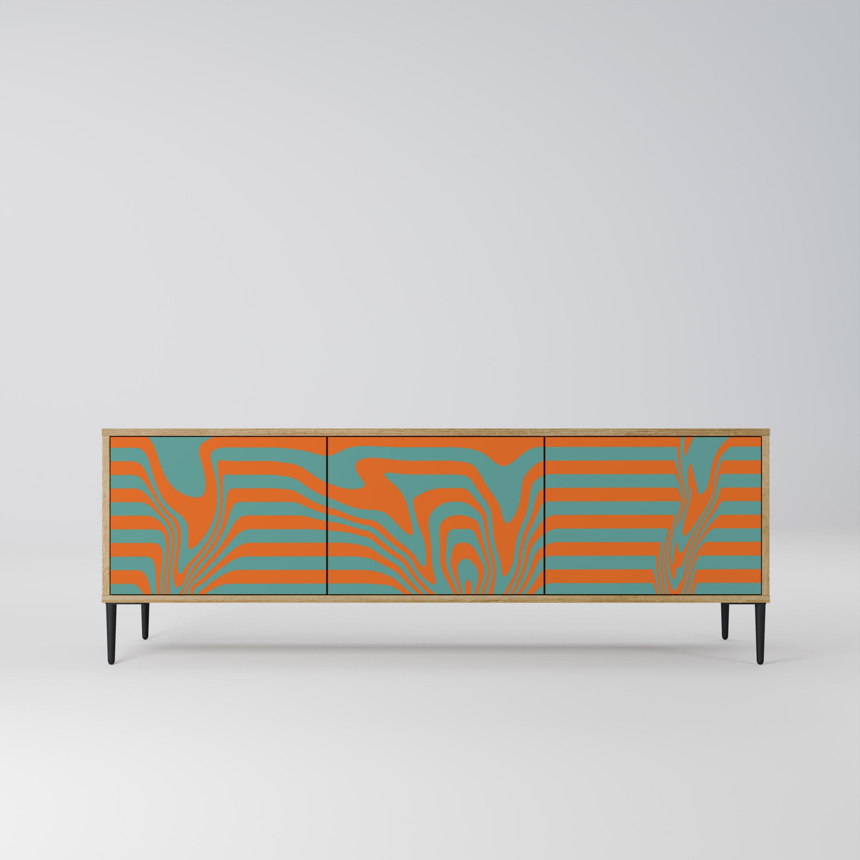 LINE COLLAPSE 3-Door TV Stand in Oak Effect