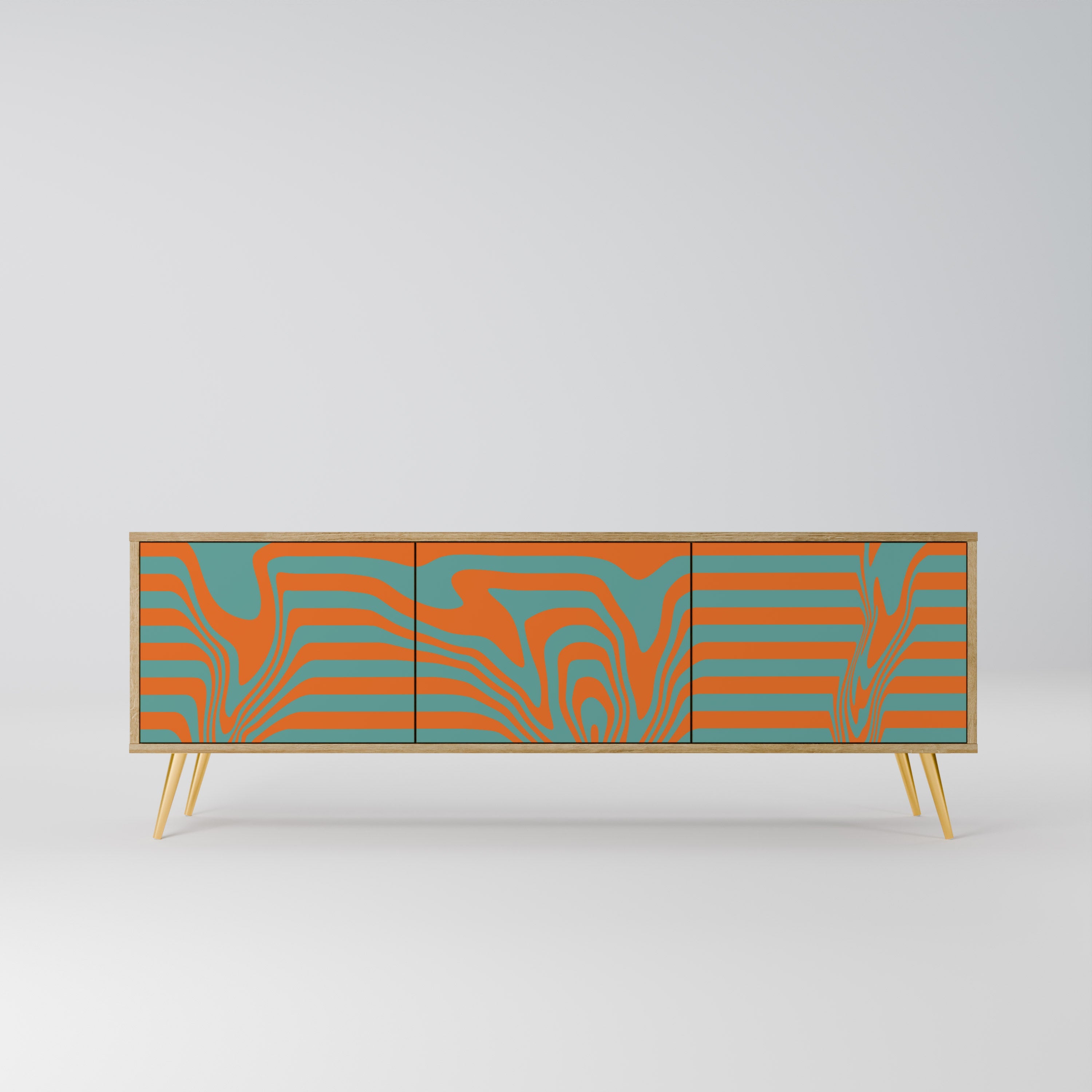 LINE COLLAPSE 3-Door TV Stand in Oak Effect