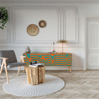 LINE COLLAPSE 3-Door TV Stand in Oak Effect