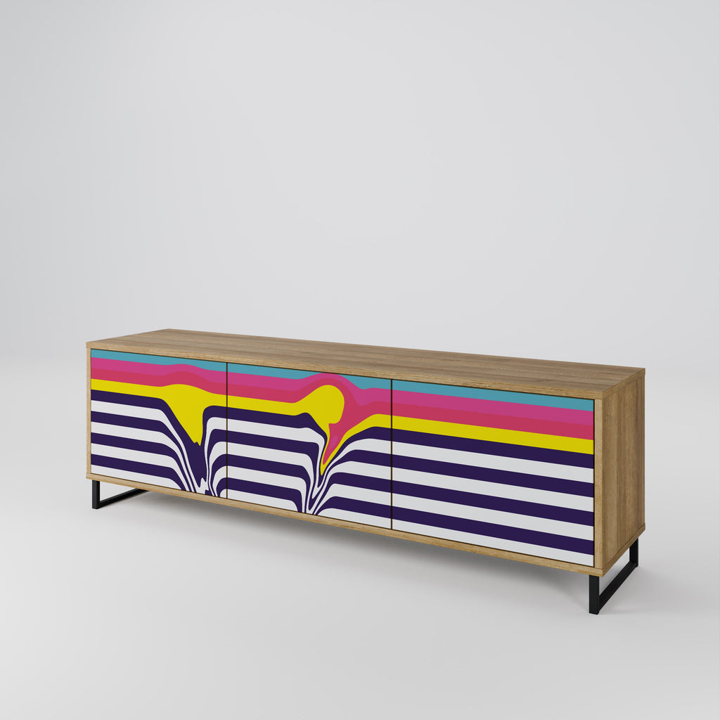 COLORFUL DIVERSION TV-Lowboard mit 3 Türen in Eiche-Optik