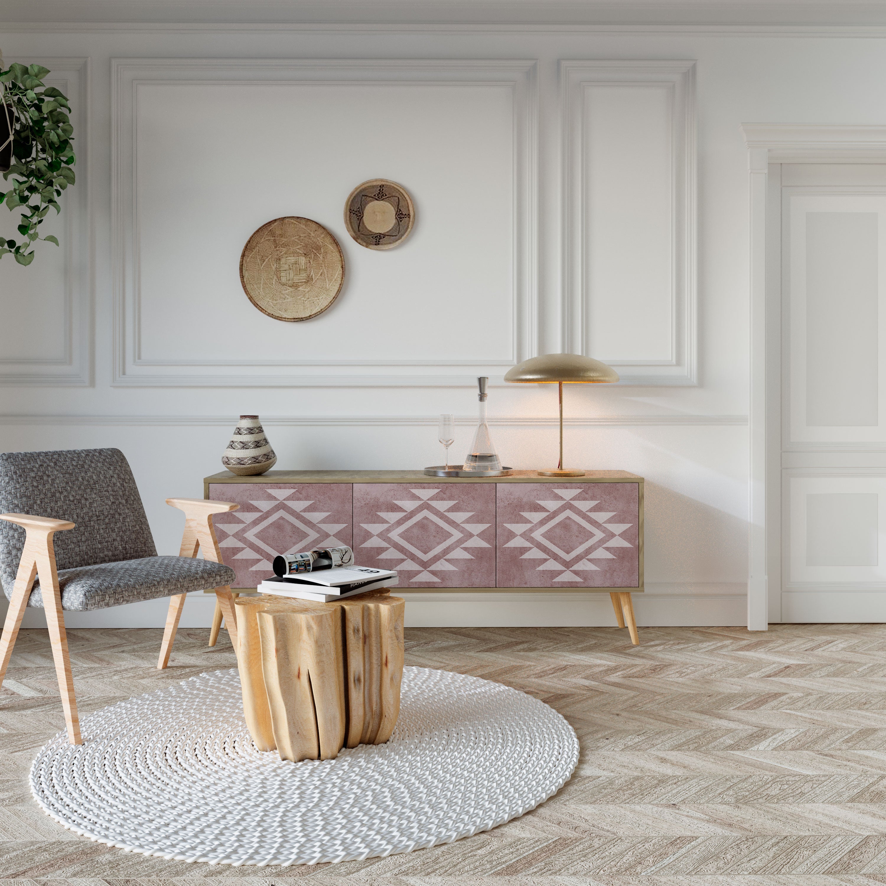 MARVEL MOSAIC 3-Door TV Stand in Oak Effect