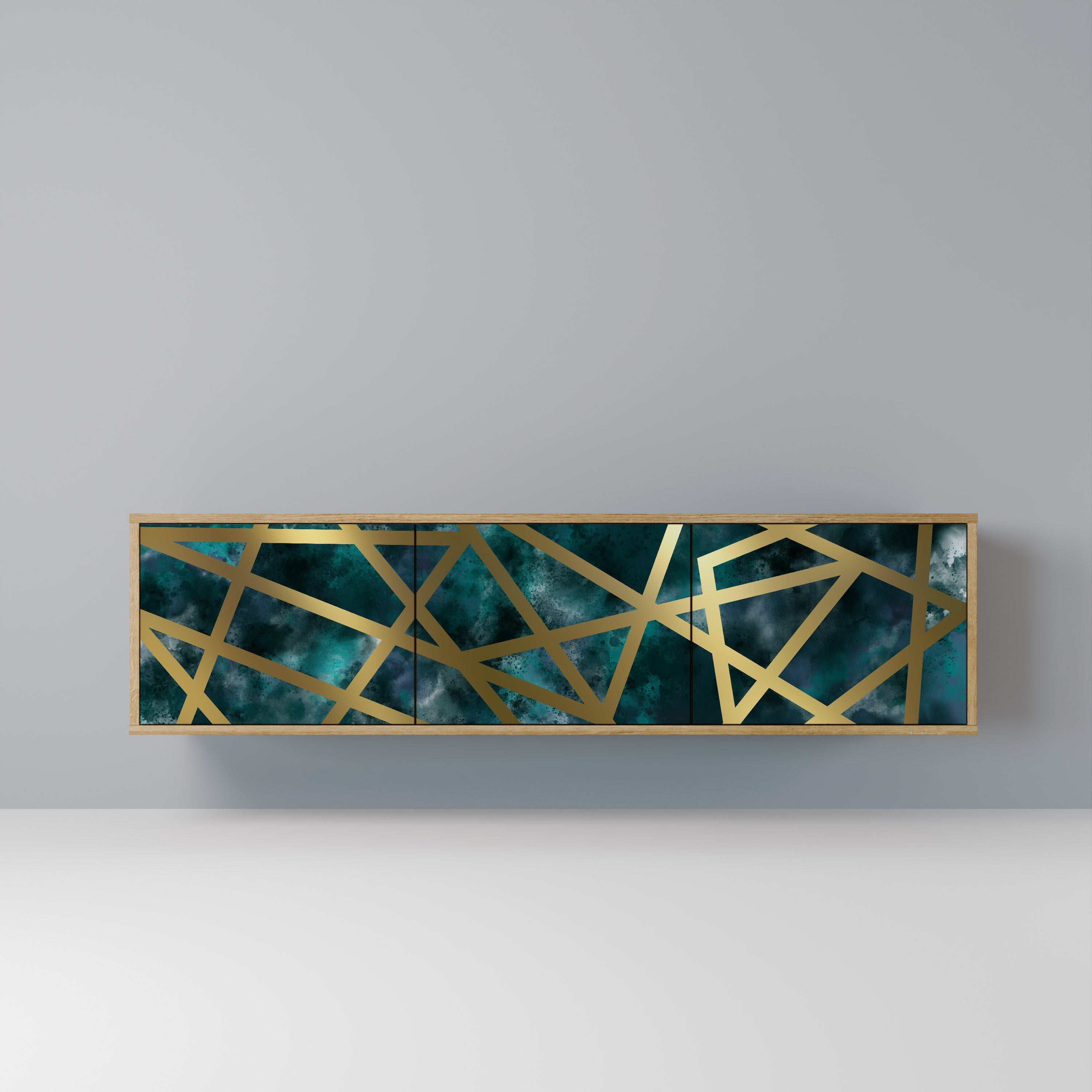 THE LABYRINTH OF GOLD 3-Door TV Stand in Oak Effect