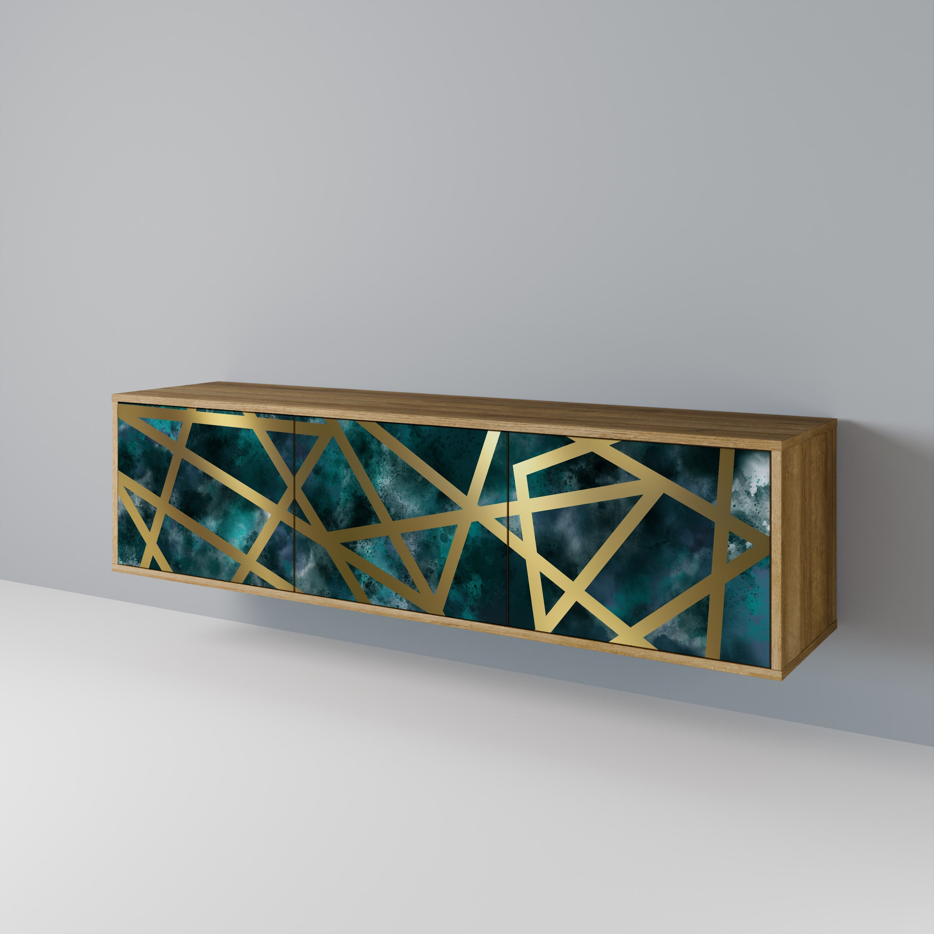 THE LABYRINTH OF GOLD 3-Door TV Stand in Oak Effect