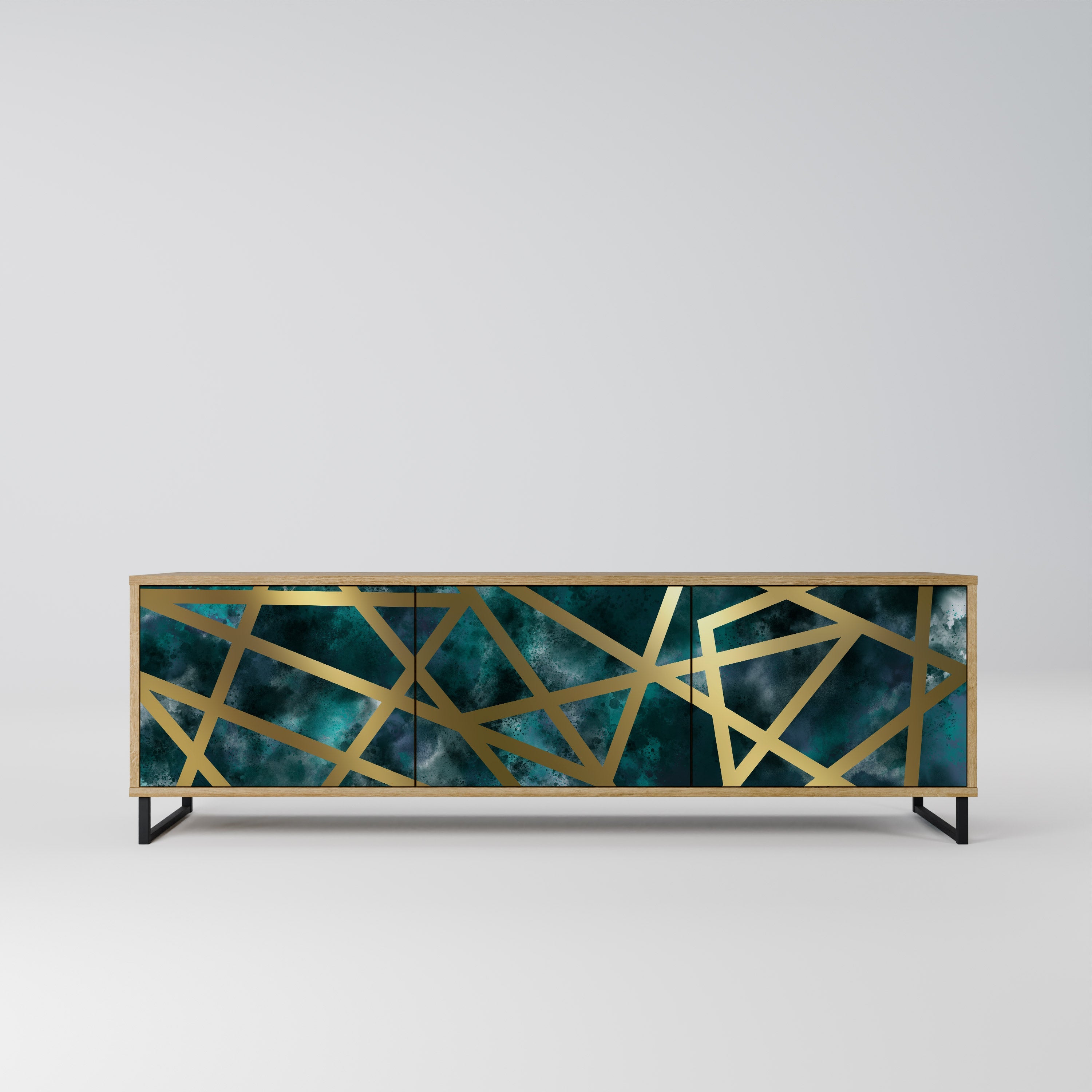 THE LABYRINTH OF GOLD 3-Door TV Stand in Oak Effect