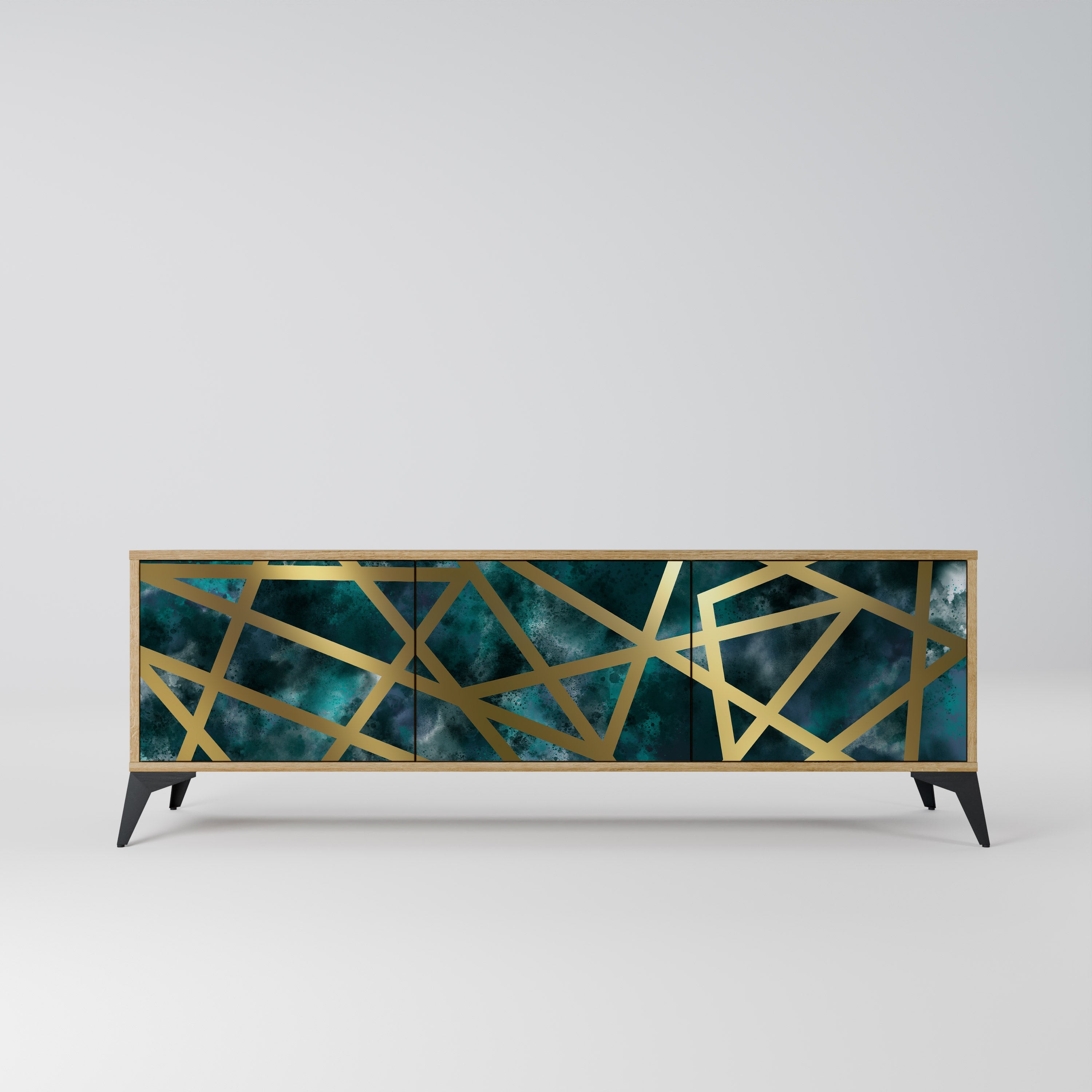 THE LABYRINTH OF GOLD 3-Door TV Stand in Oak Effect