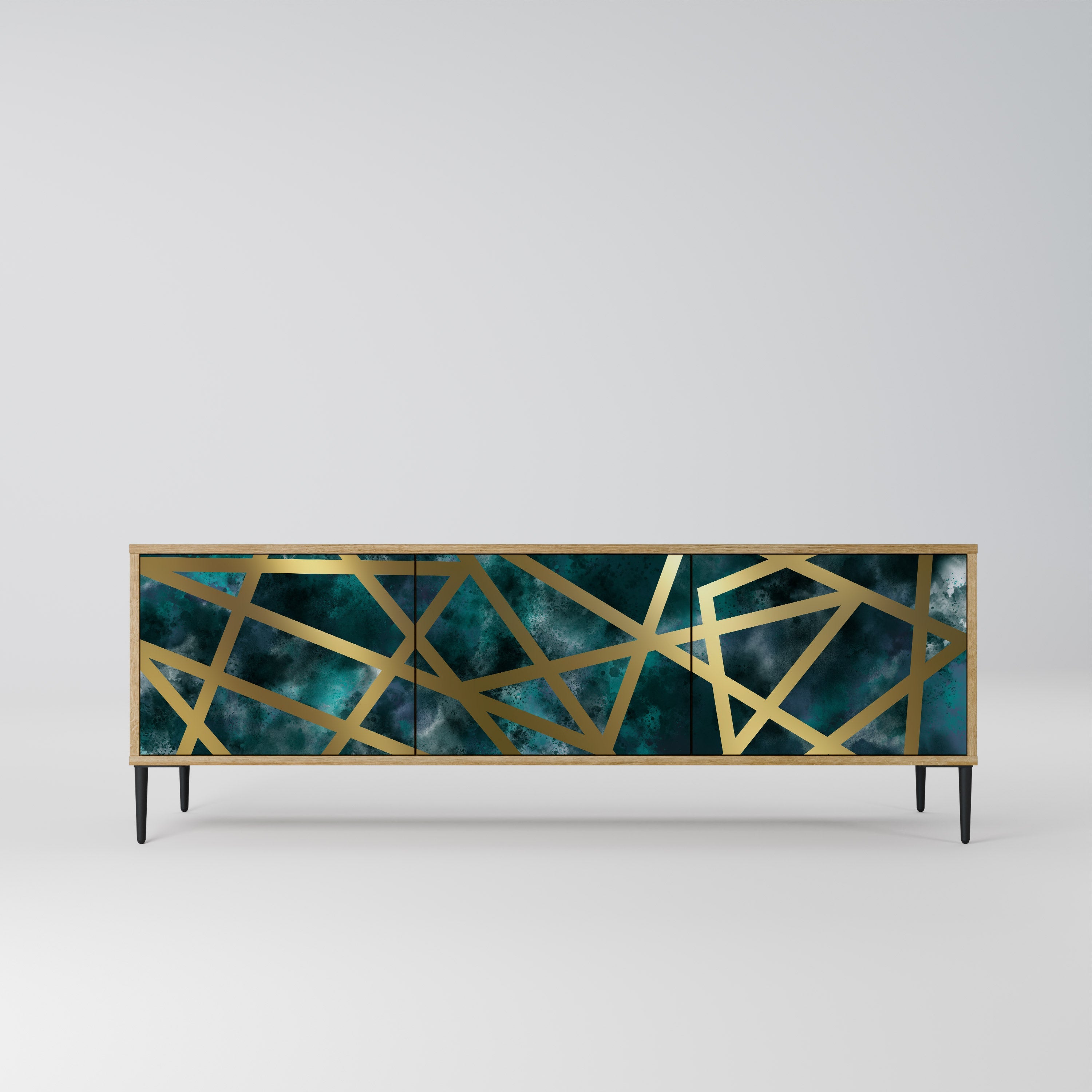 THE LABYRINTH OF GOLD 3-Door TV Stand in Oak Effect