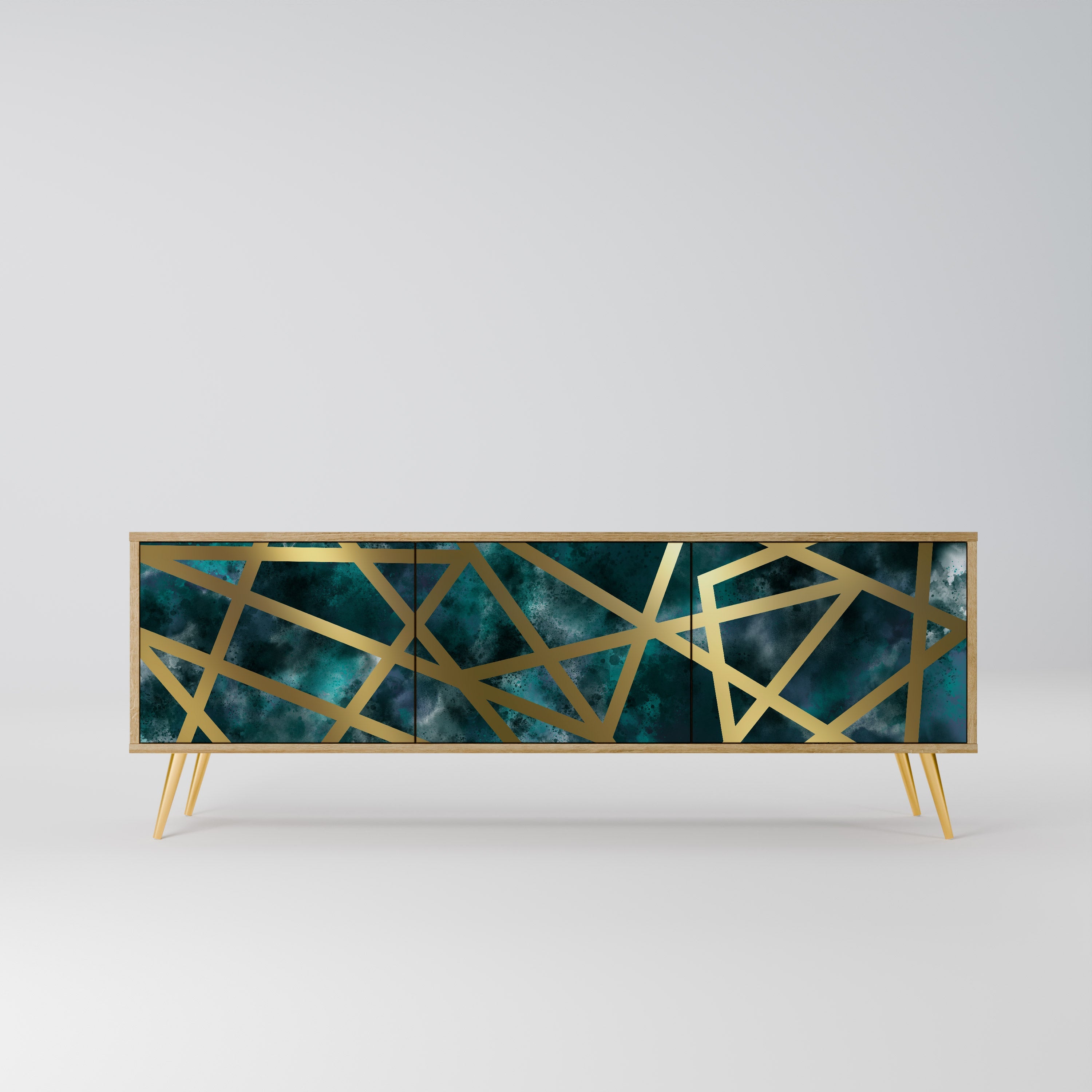 THE LABYRINTH OF GOLD 3-Door TV Stand in Oak Effect