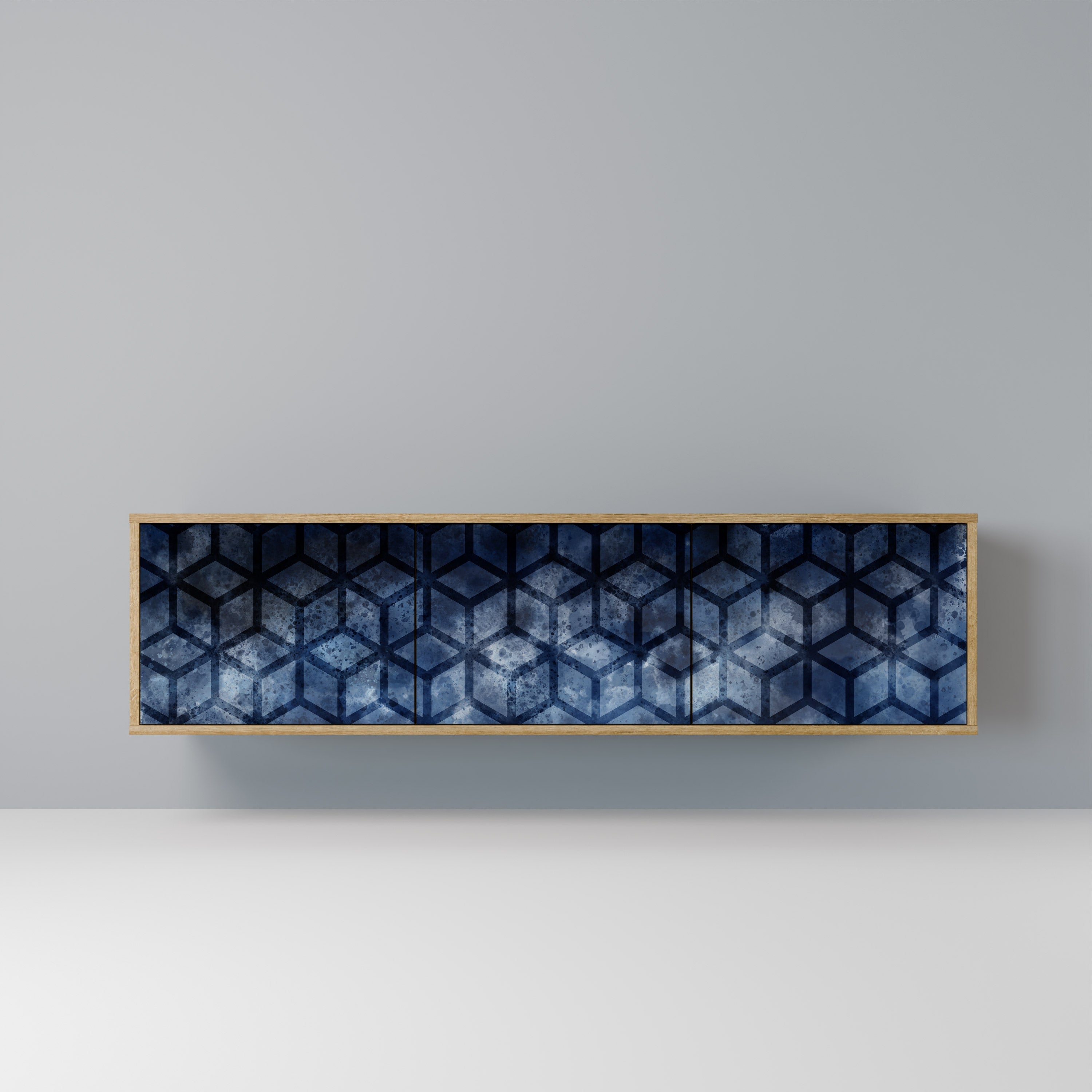 CUBIC MIST 3-Door TV Stand in Oak Effect