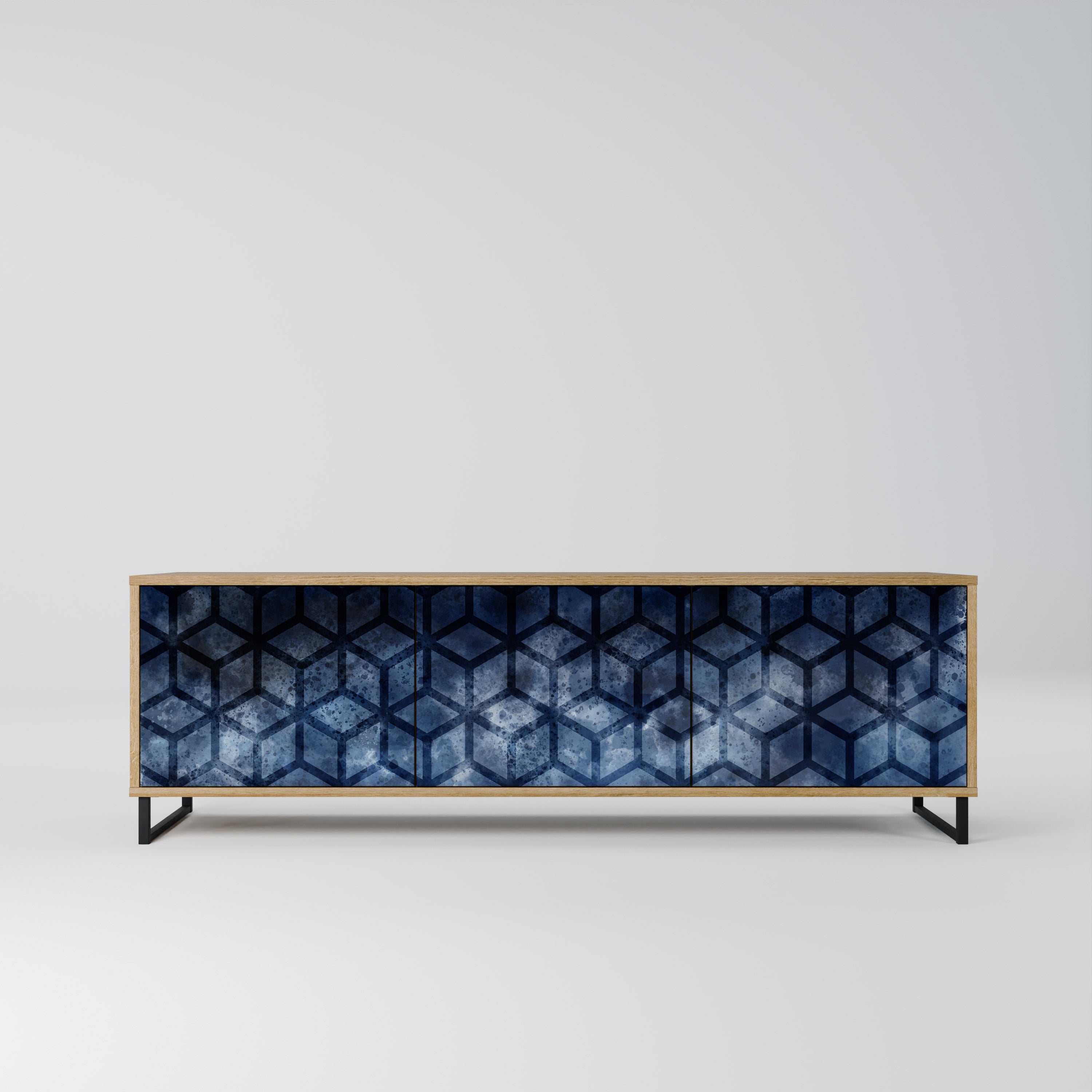 CUBIC MIST 3-Door TV Stand in Oak Effect