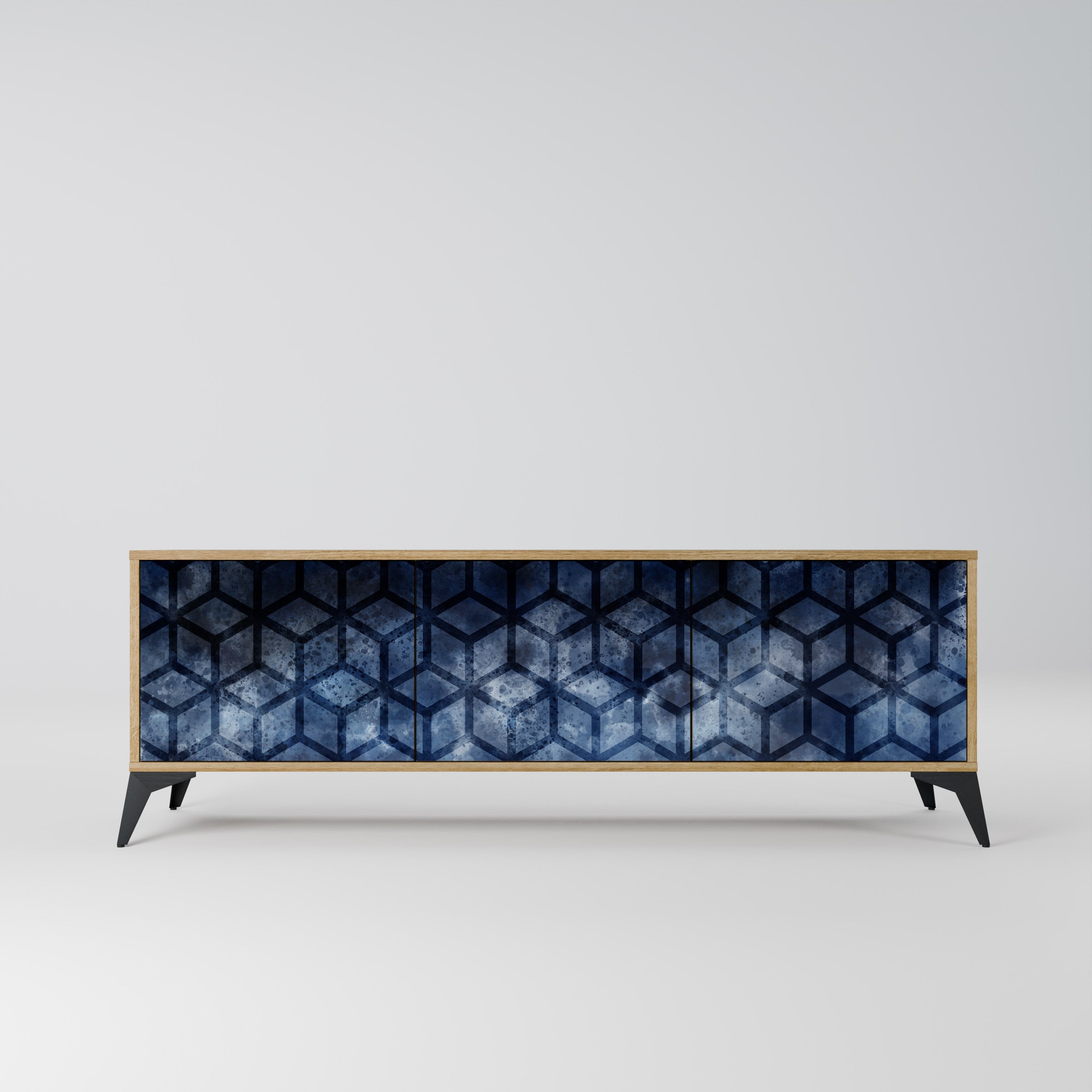 CUBIC MIST 3-Door TV Stand in Oak Effect