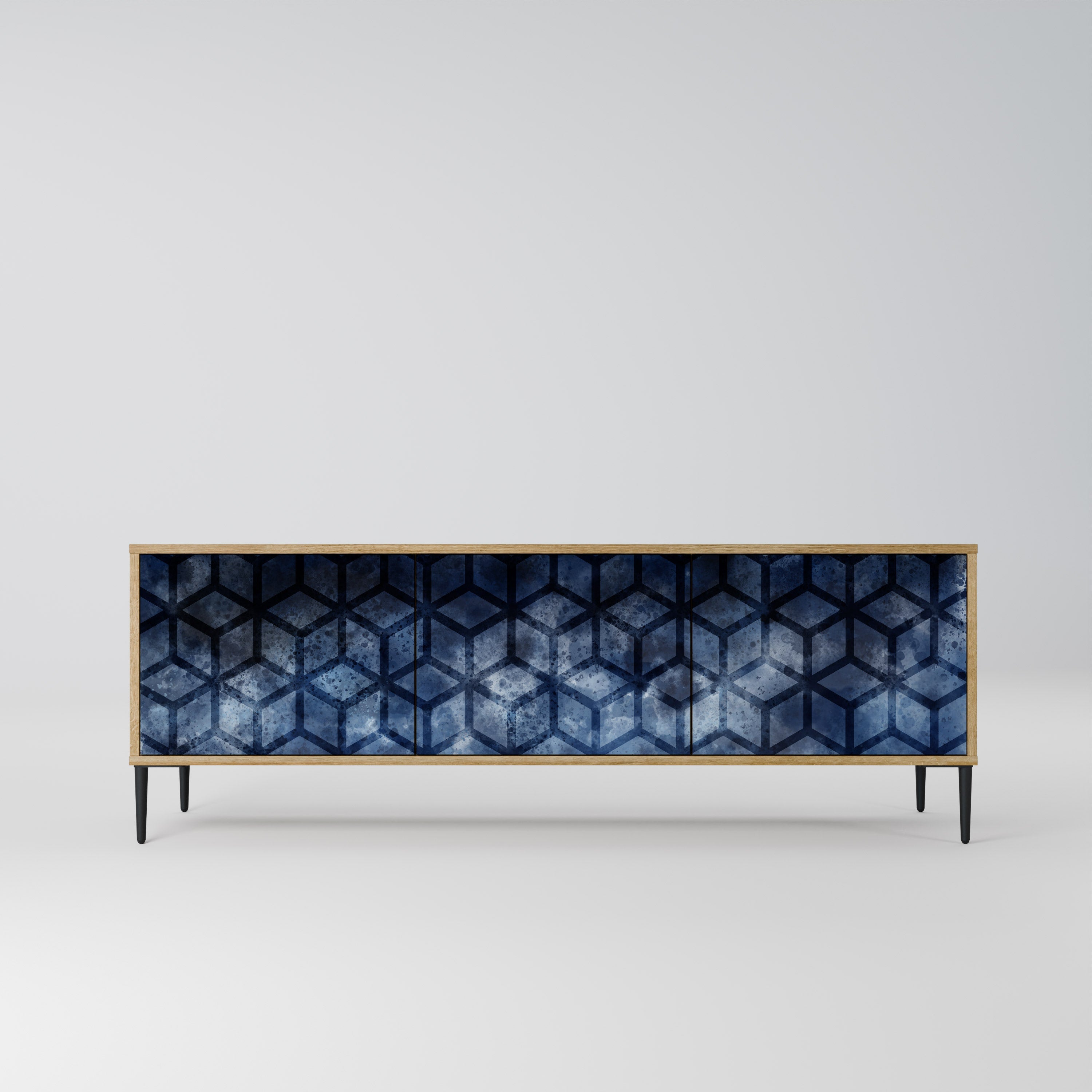 CUBIC MIST 3-Door TV Stand in Oak Effect