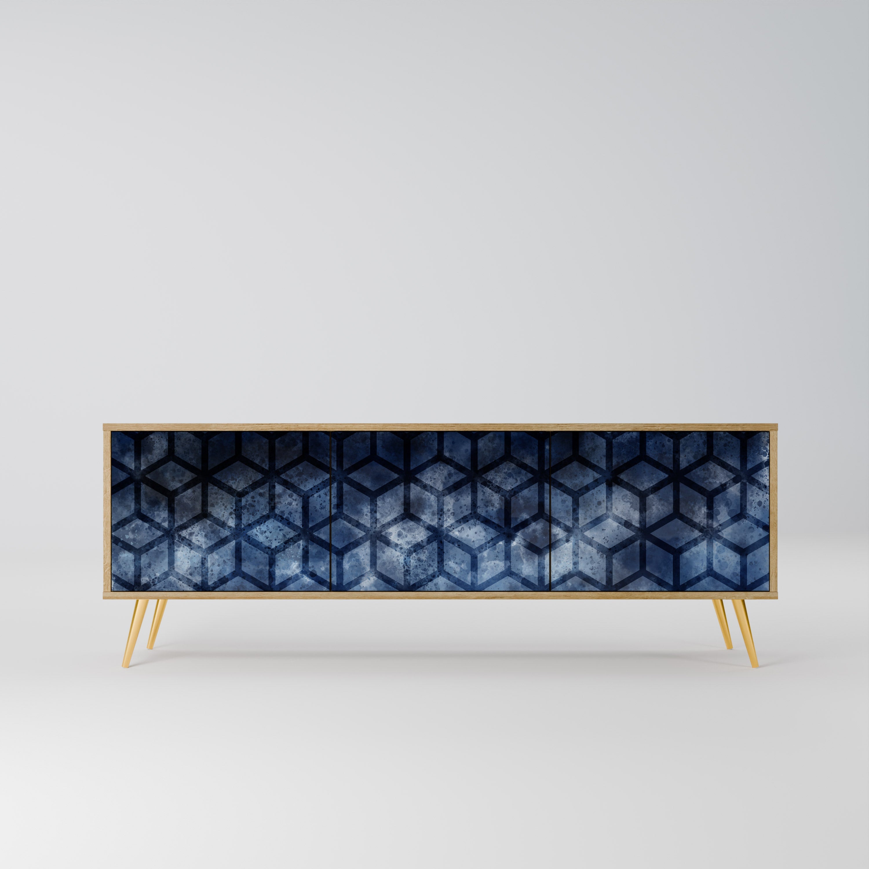 CUBIC MIST 3-Door TV Stand in Oak Effect