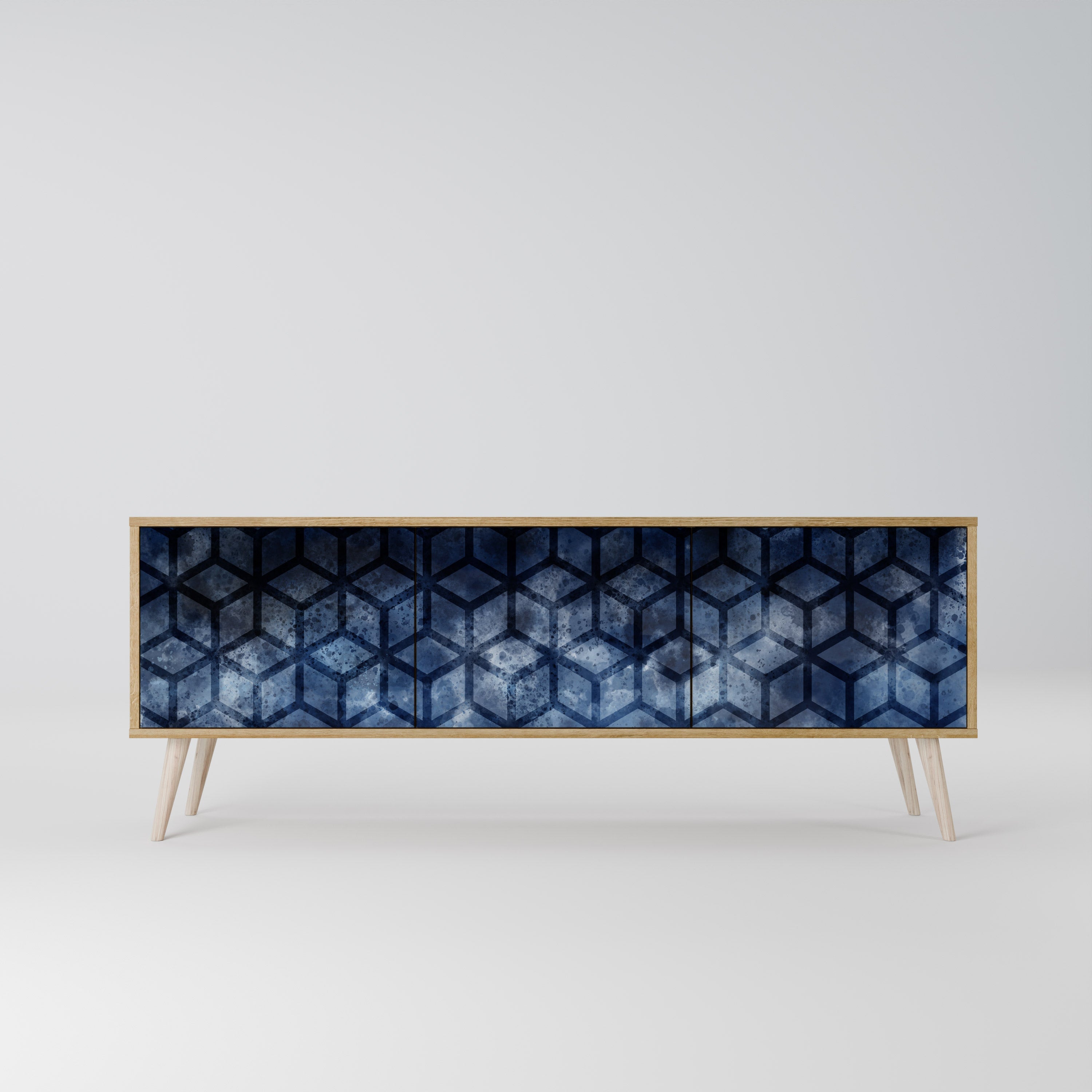 CUBIC MIST 3-Door TV Stand in Oak Effect