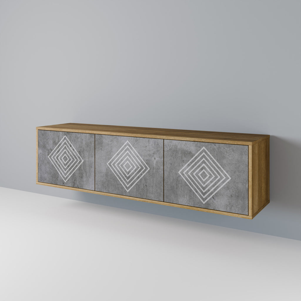 POLYGONAL ARTISTRY 3-Door TV Stand in Oak Effect