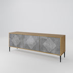 POLYGONAL ARTISTRY 3-Door TV Stand in Oak Effect