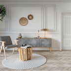 POLYGONAL ARTISTRY 3-Door TV Stand in Oak Effect