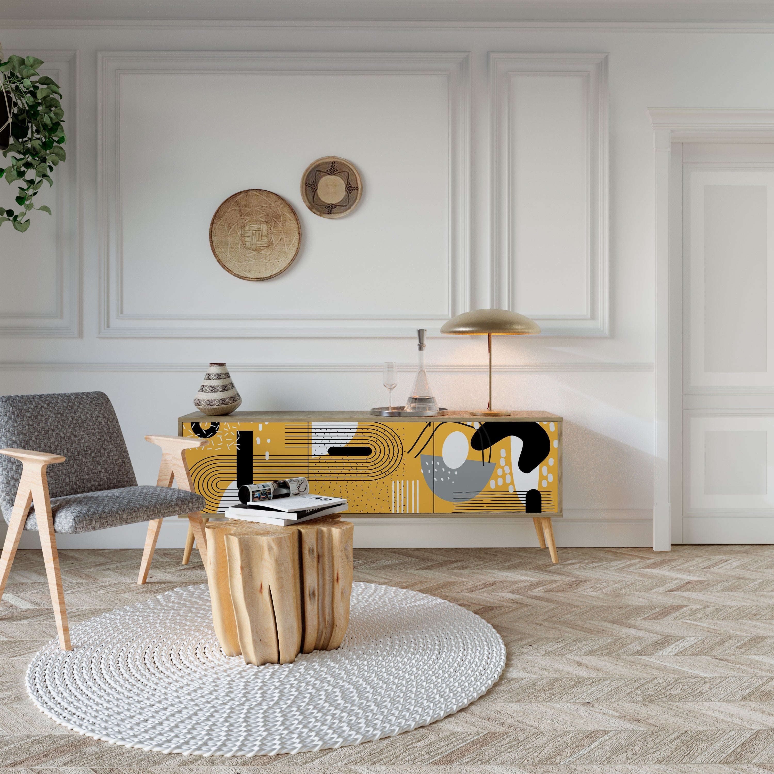 SHAPESHIFT SYMPHONY 3-Door TV Stand in Oak Effect