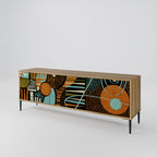 GEODE GLIMMER 3-Door TV Stand in Oak Effect