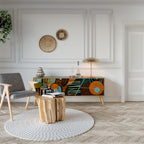 GEODE GLIMMER 3-Door TV Stand in Oak Effect