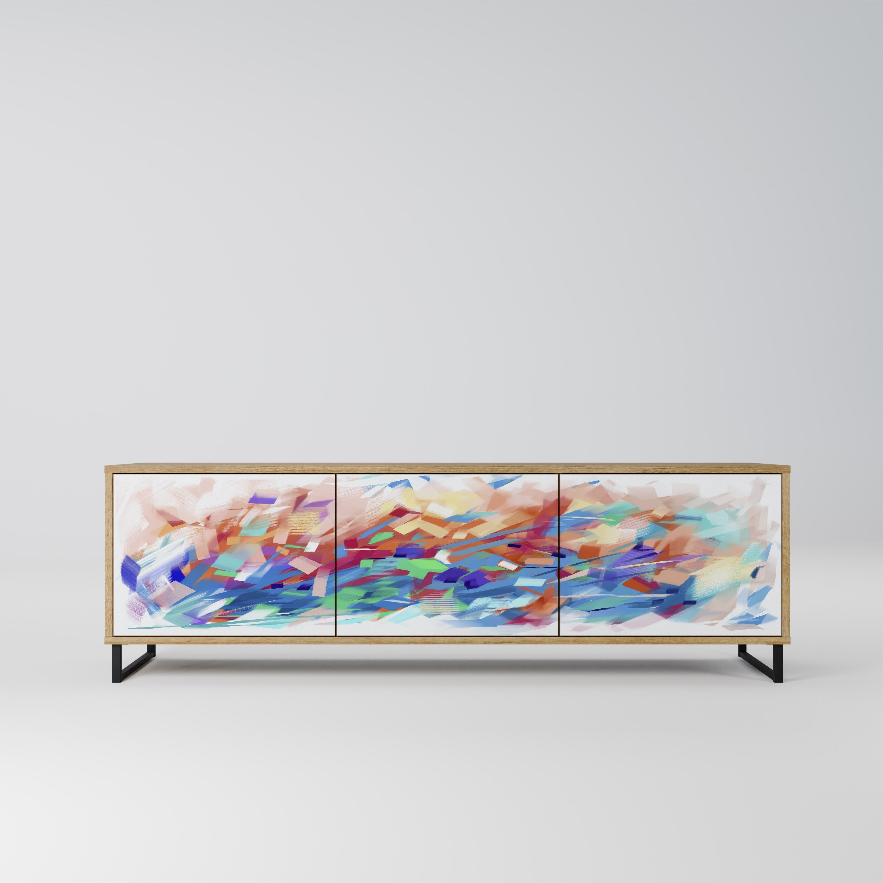 FINESSE MASH-UP 3-Door TV Stand in Oak Effect