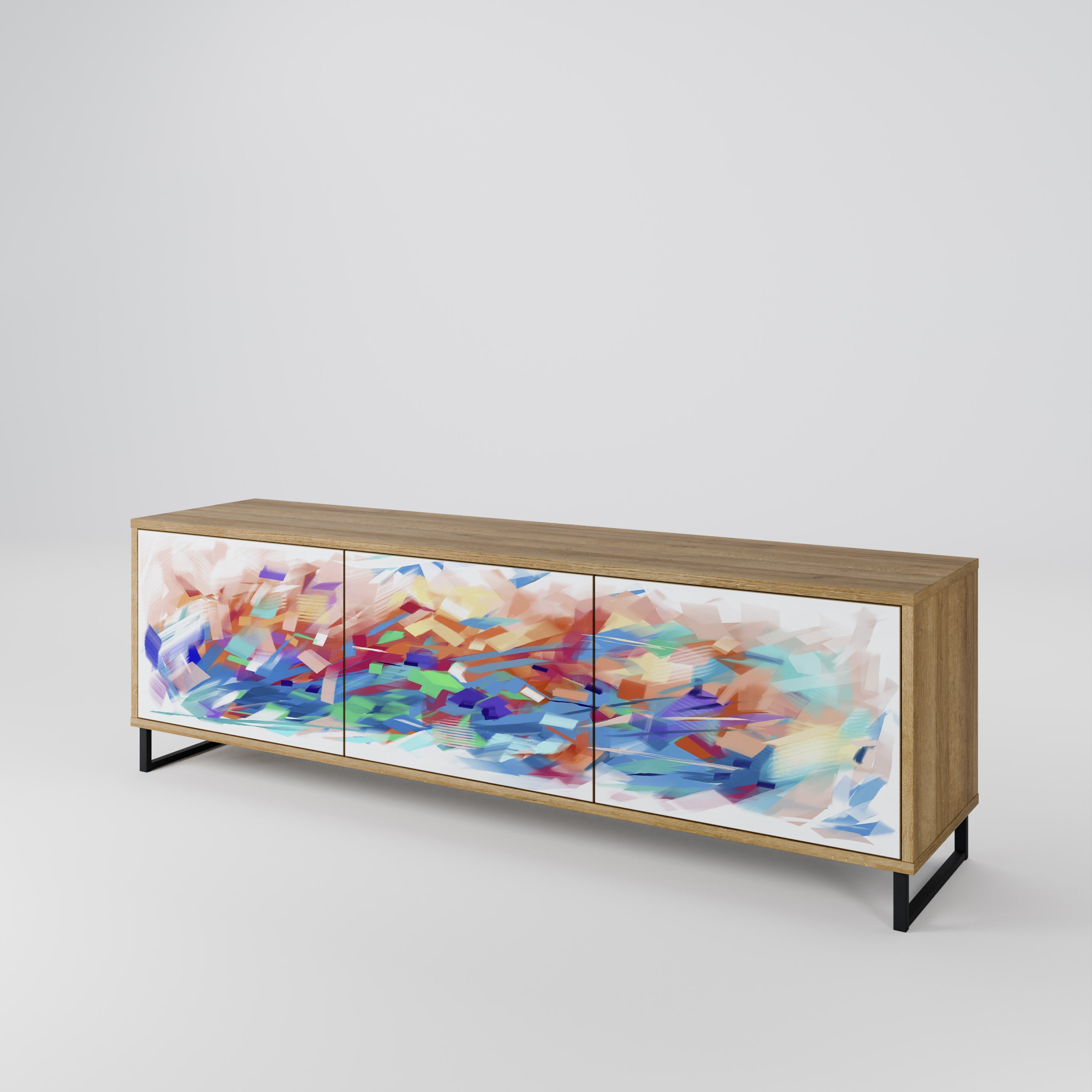 FINESSE MASH-UP 3-Door TV Stand in Oak Effect