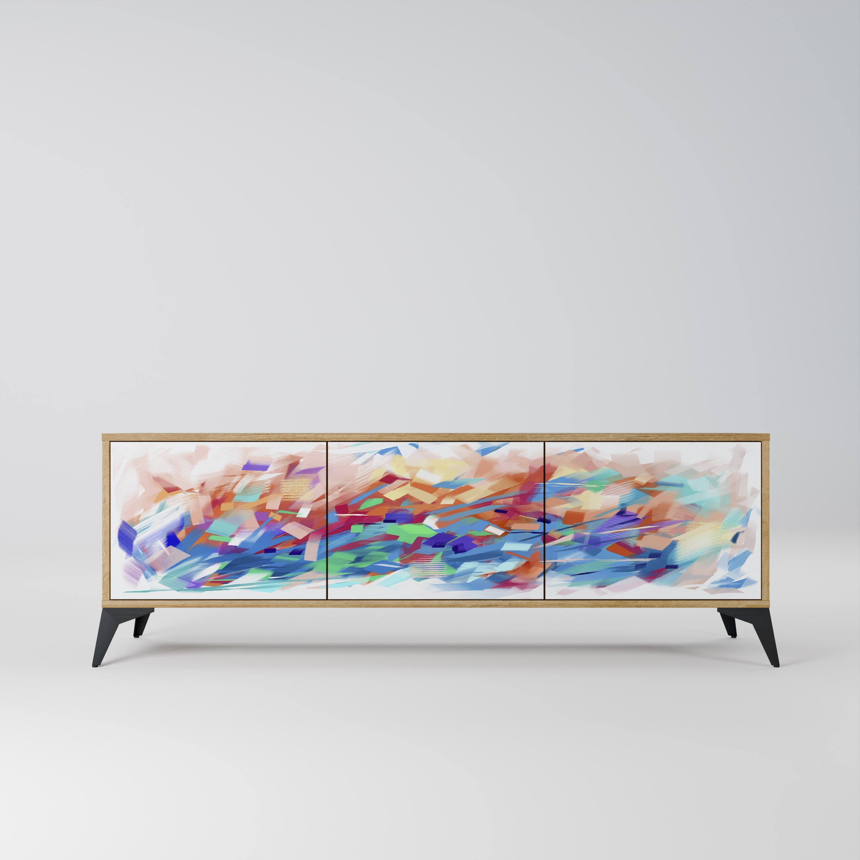 FINESSE MASH-UP 3-Door TV Stand in Oak Effect