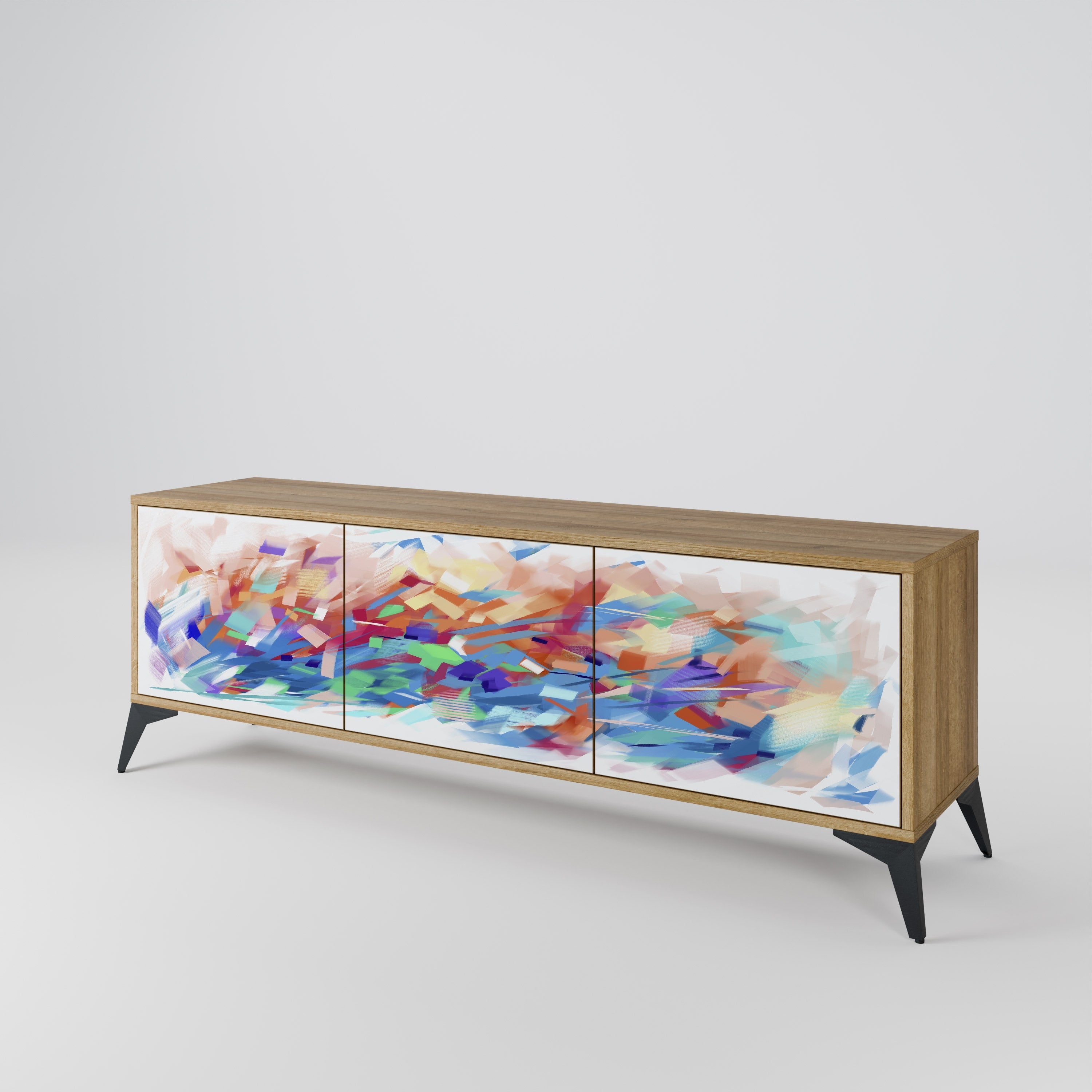 FINESSE MASH-UP 3-Door TV Stand in Oak Effect