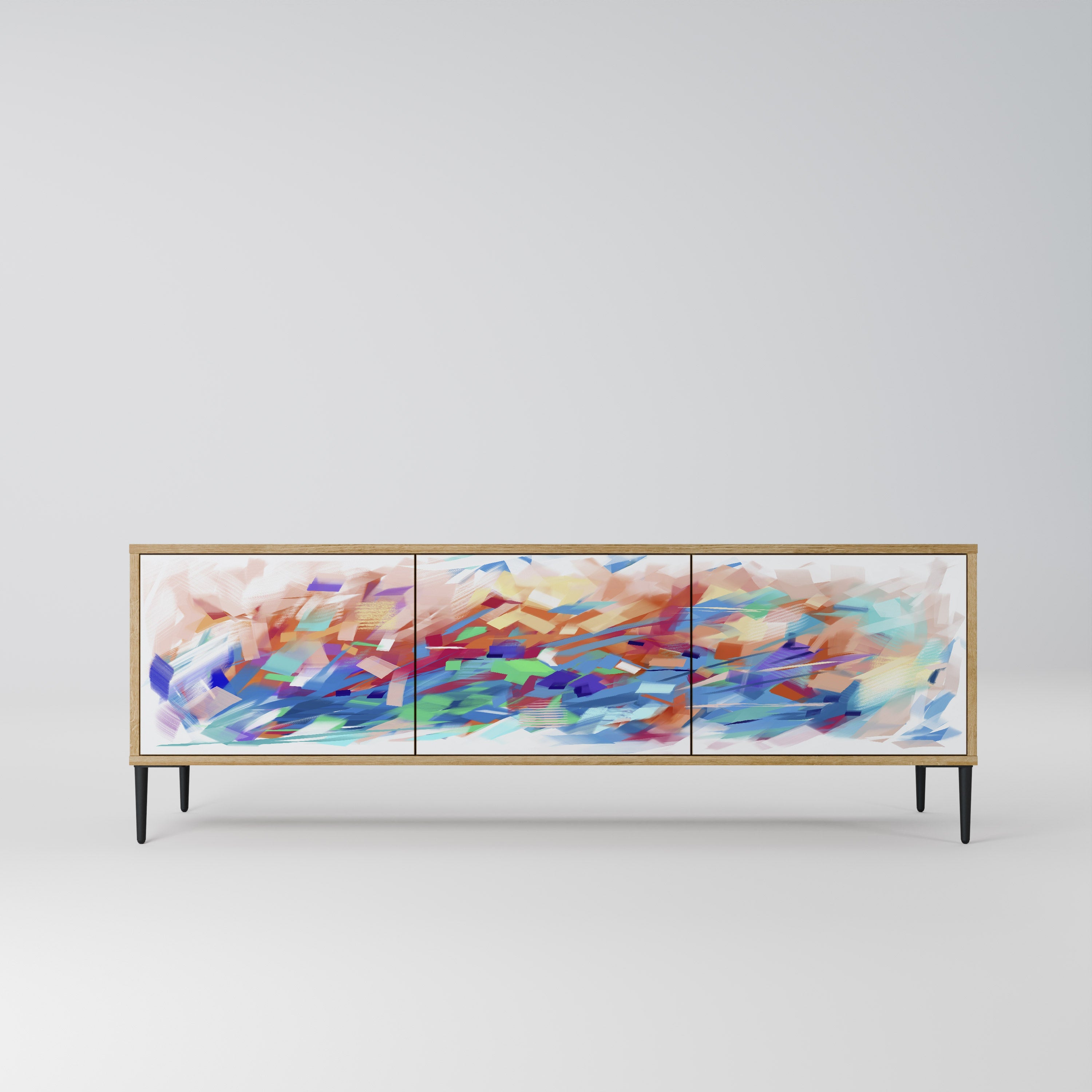 FINESSE MASH-UP 3-Door TV Stand in Oak Effect