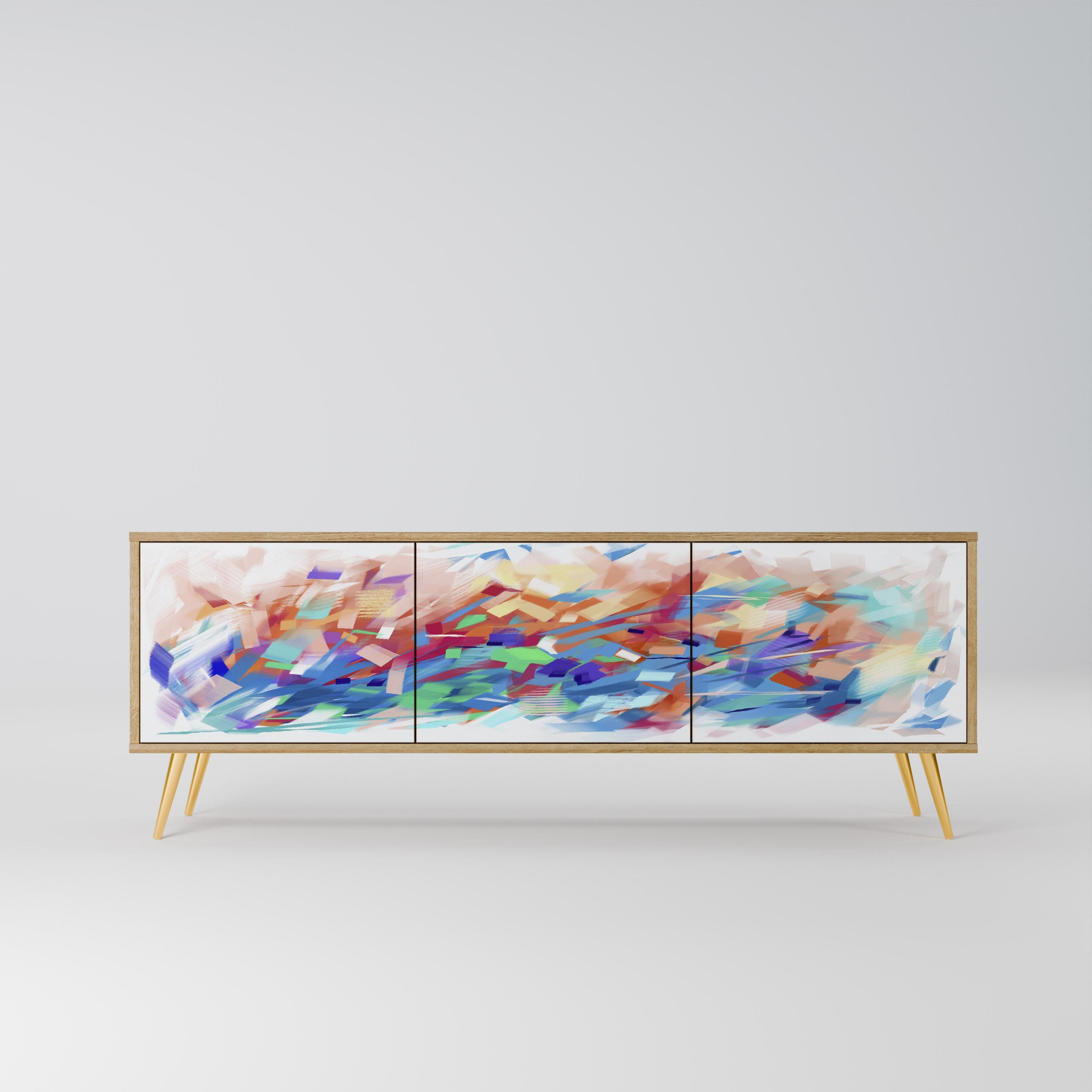 FINESSE MASH-UP 3-Door TV Stand in Oak Effect