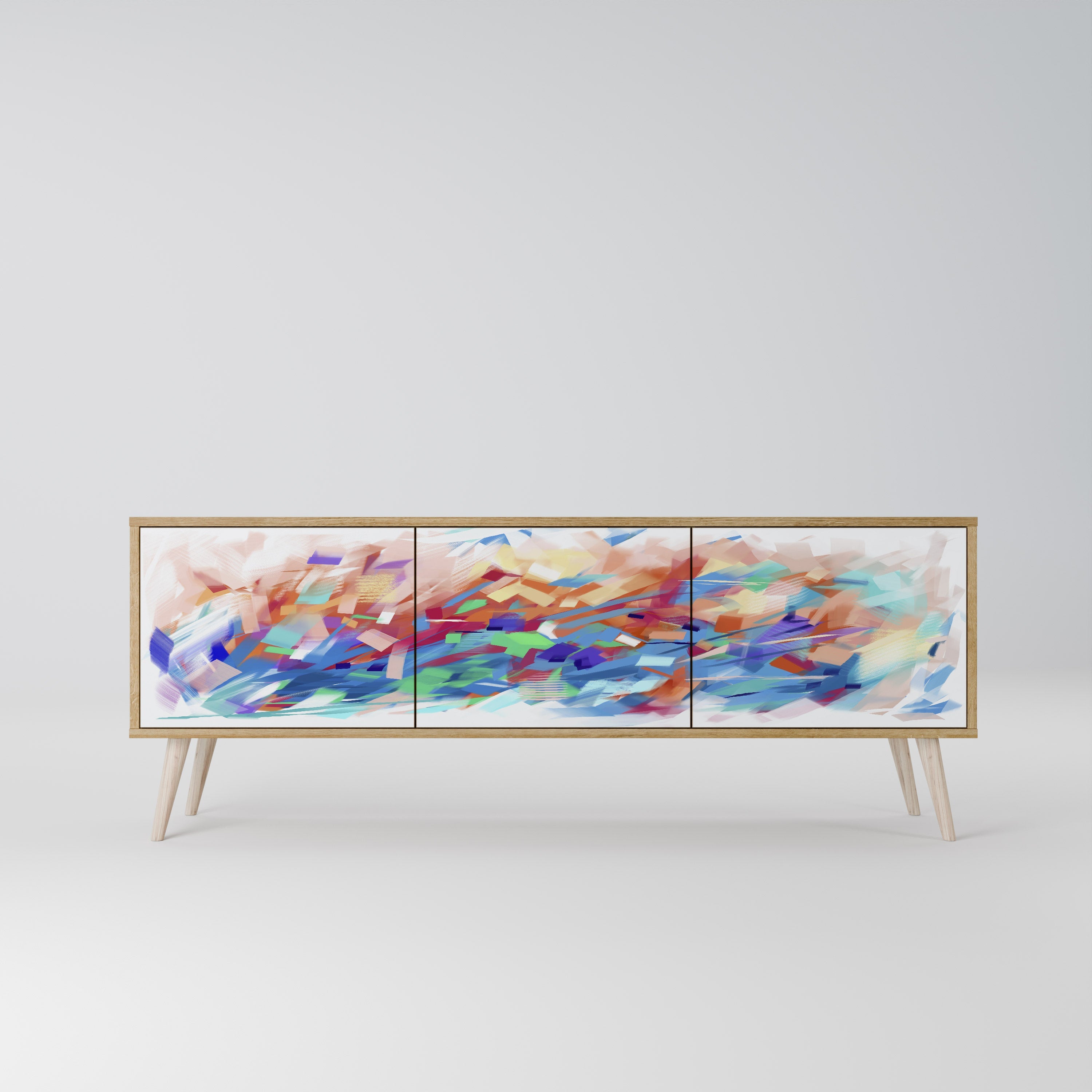 FINESSE MASH-UP 3-Door TV Stand in Oak Effect