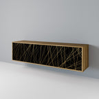 BRIGHT MESH 3-Door TV Stand in Oak Effect