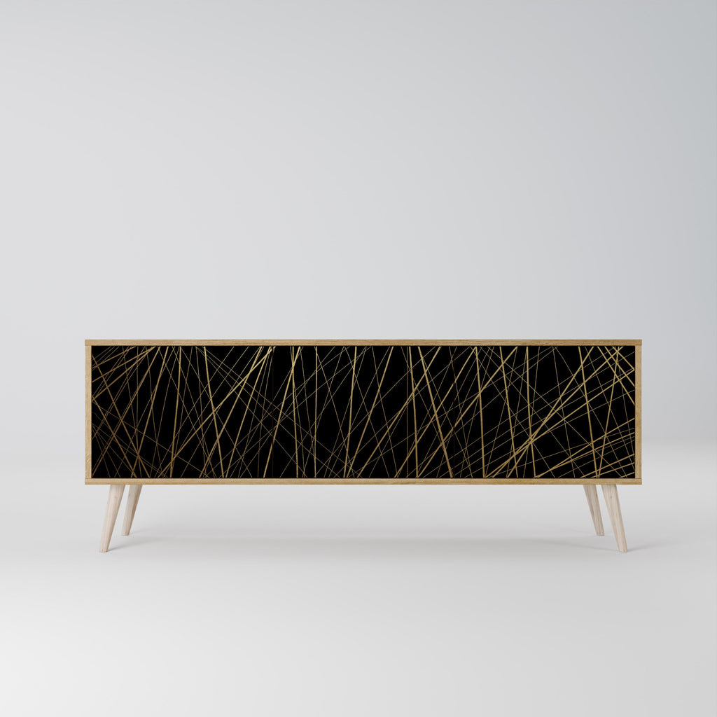 BRIGHT MESH 3-Door TV Stand in Oak Effect