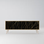 BRIGHT MESH 3-Door TV Stand in Oak Effect