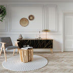 BRIGHT MESH 3-Door TV Stand in Oak Effect