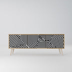 ILLUSIONARY LATTICE 3-Door TV Stand in Oak Effect