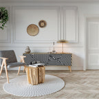 ILLUSIONARY LATTICE 3-Door TV Stand in Oak Effect