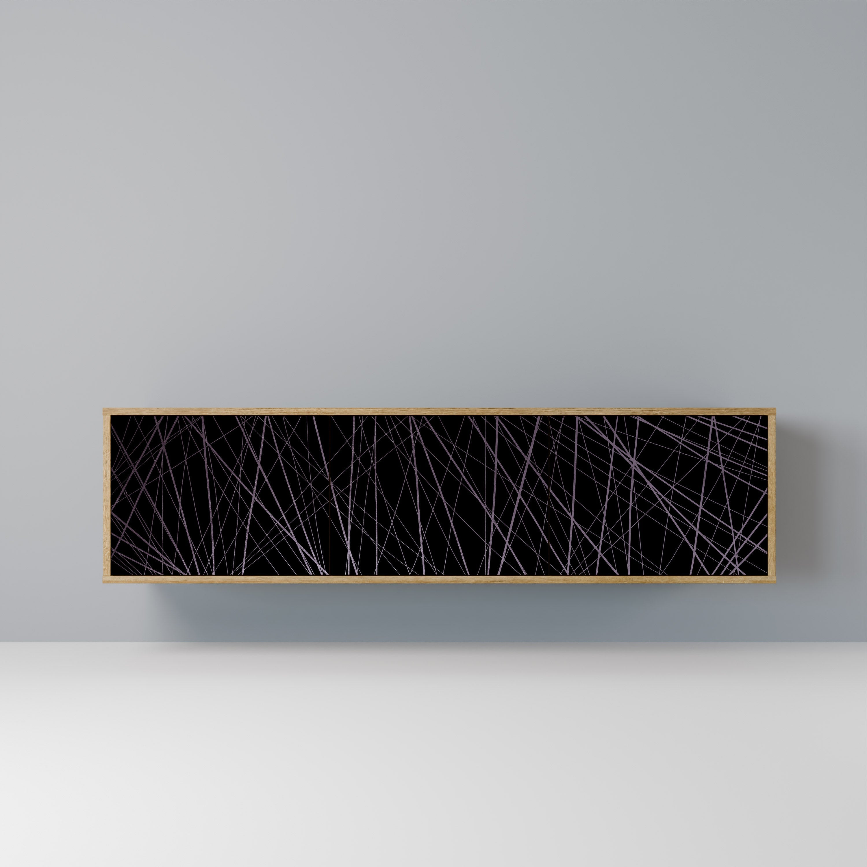 SHIMMER SPIDERGRAM 3-Door TV Stand in Oak Effect