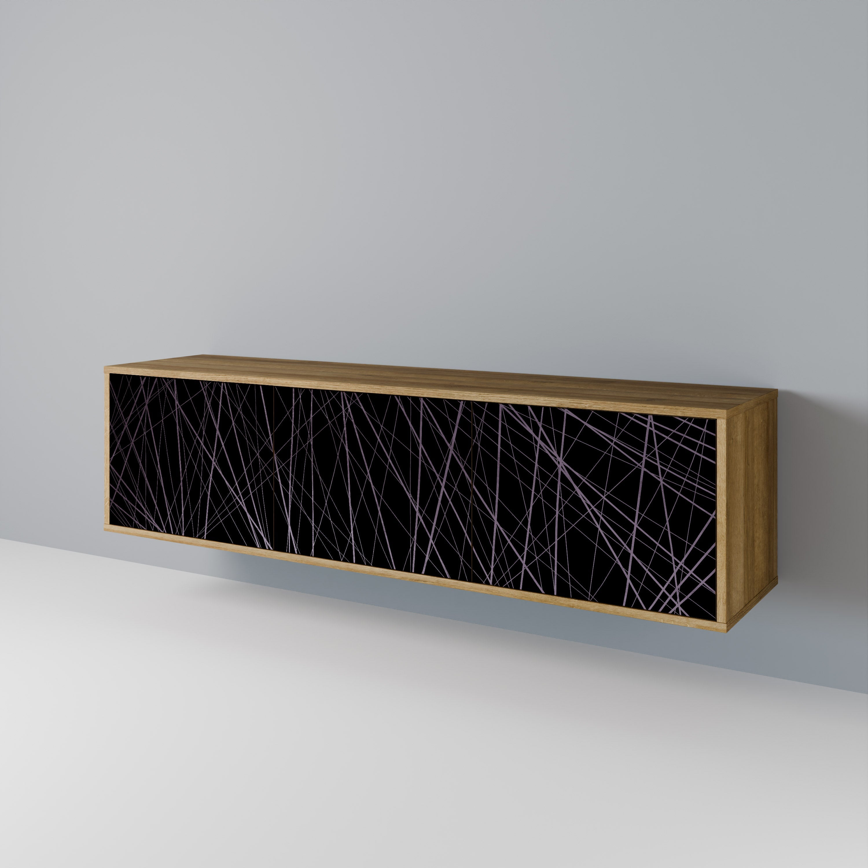 SHIMMER SPIDERGRAM 3-Door TV Stand in Oak Effect