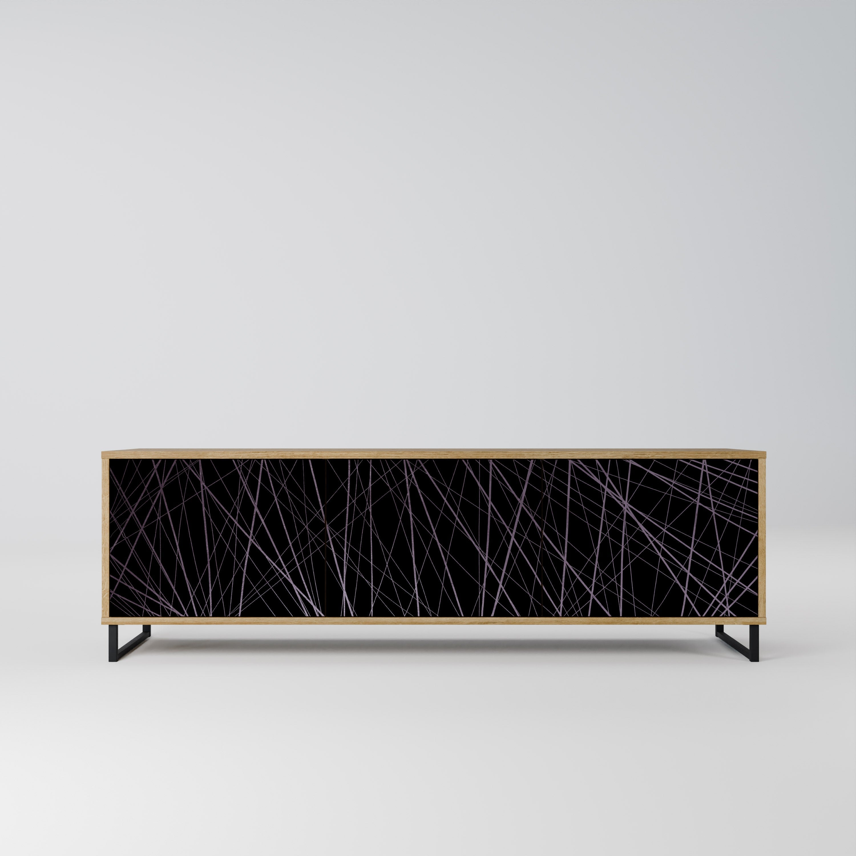 SHIMMER SPIDERGRAM 3-Door TV Stand in Oak Effect