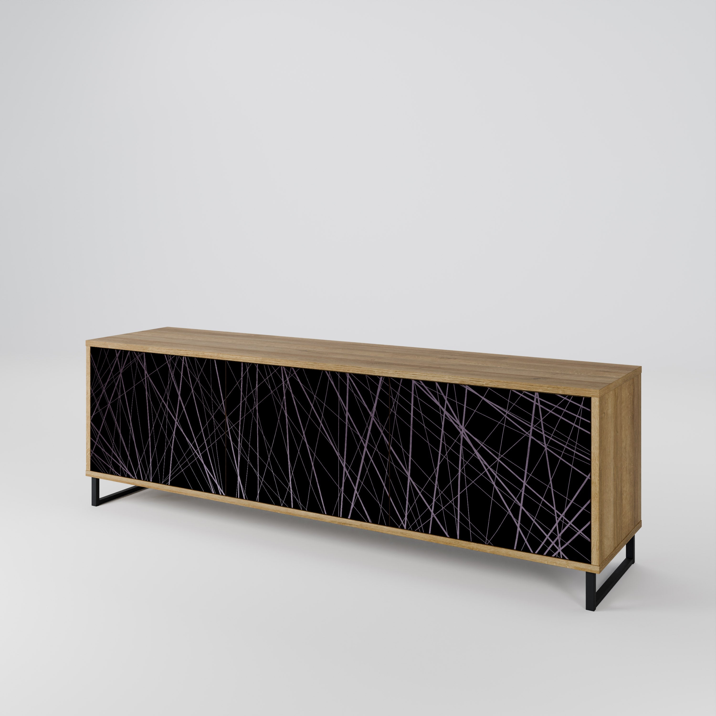 SHIMMER SPIDERGRAM 3-Door TV Stand in Oak Effect