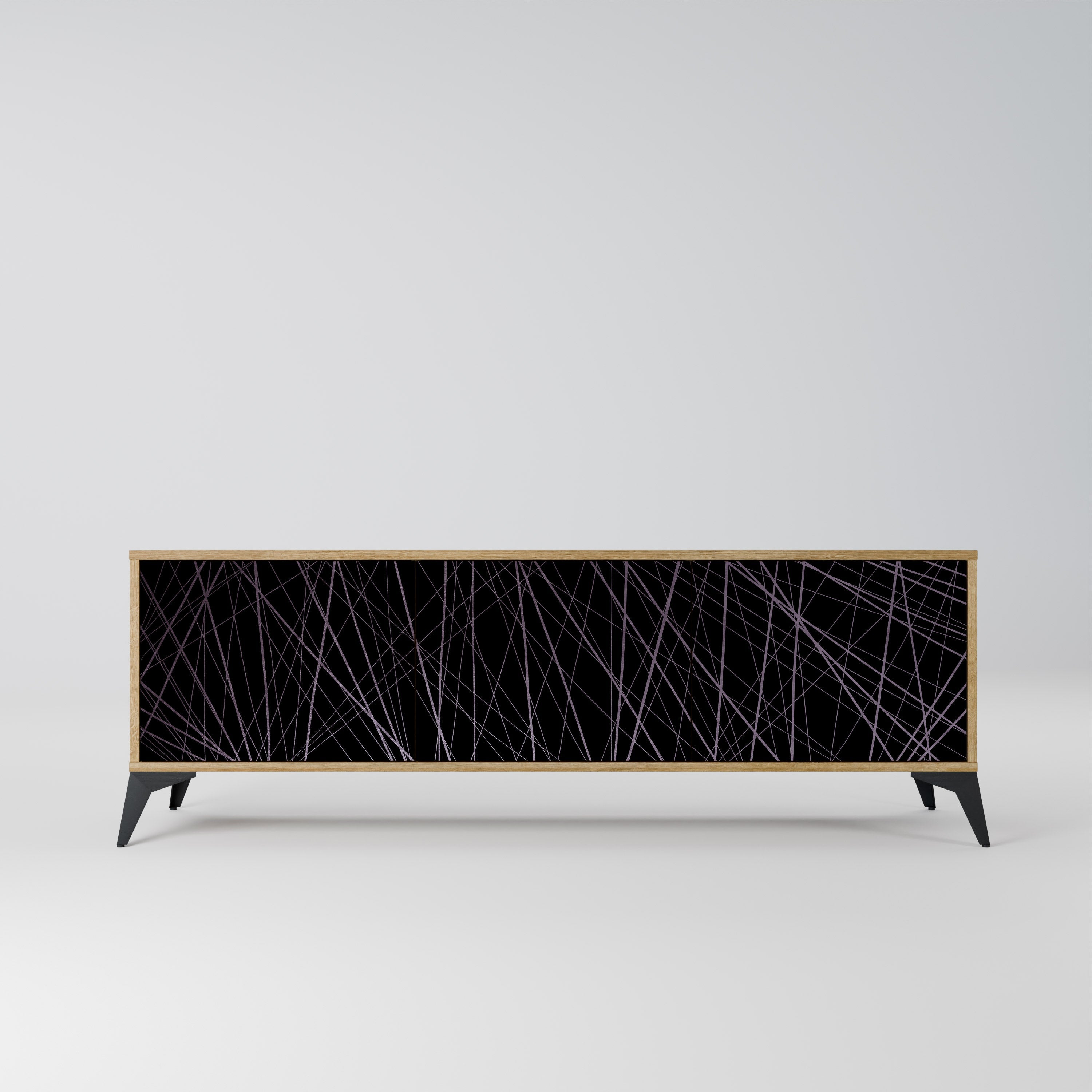 SHIMMER SPIDERGRAM 3-Door TV Stand in Oak Effect