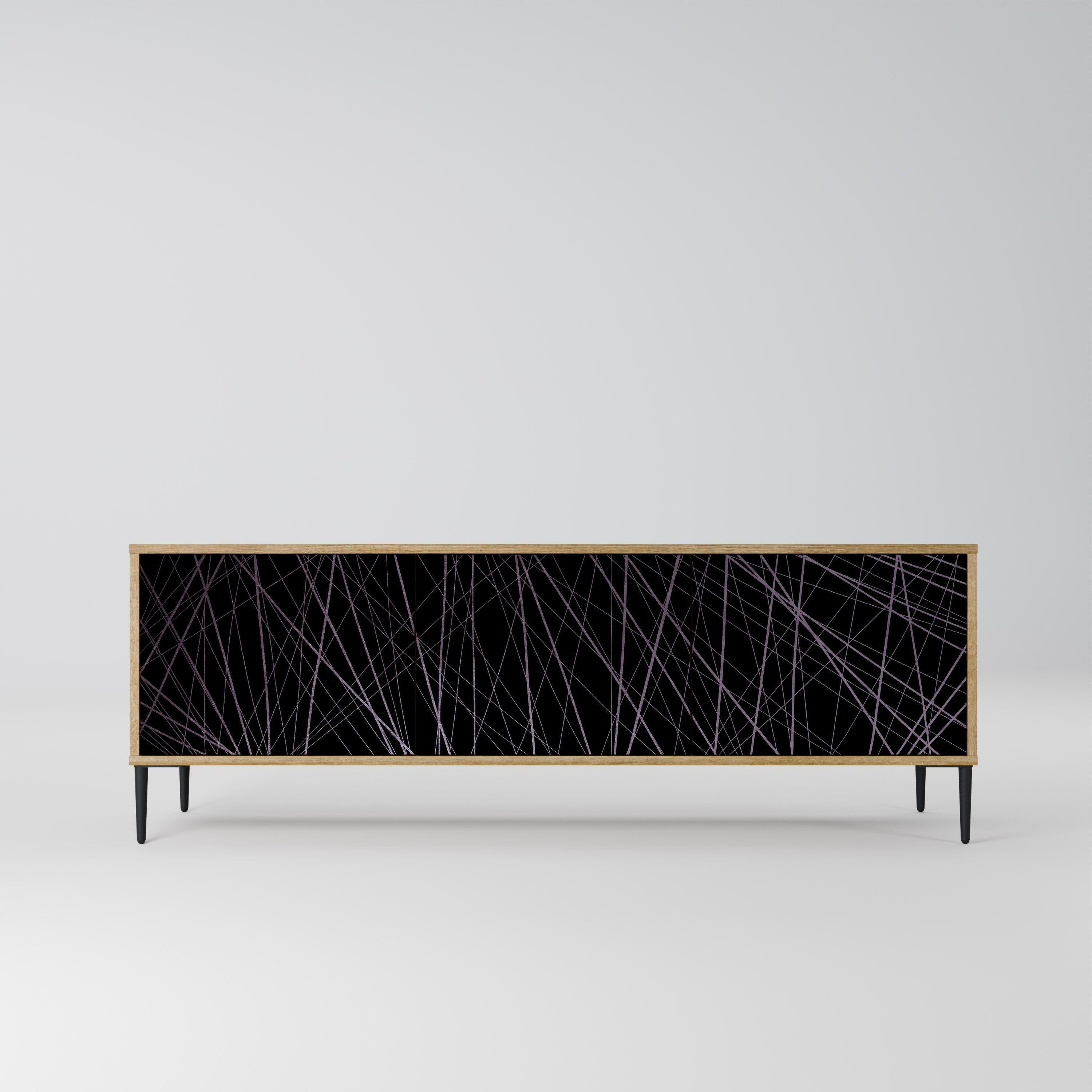 SHIMMER SPIDERGRAM 3-Door TV Stand in Oak Effect