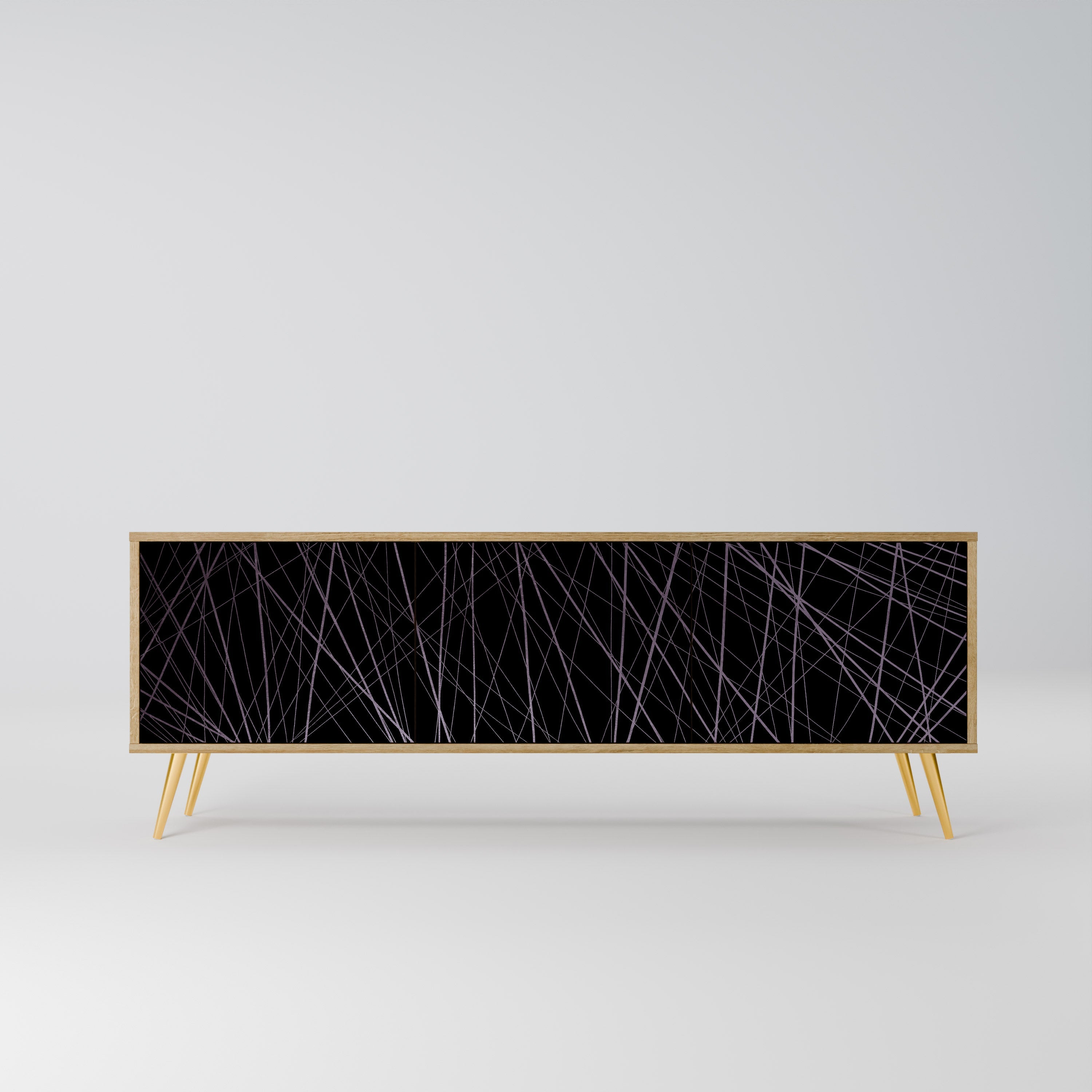 SHIMMER SPIDERGRAM 3-Door TV Stand in Oak Effect