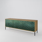TESSELATED GREENERY 3-Door TV Stand in Oak Effect