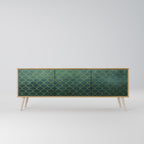 TESSELATED GREENERY 3-Door TV Stand in Oak Effect