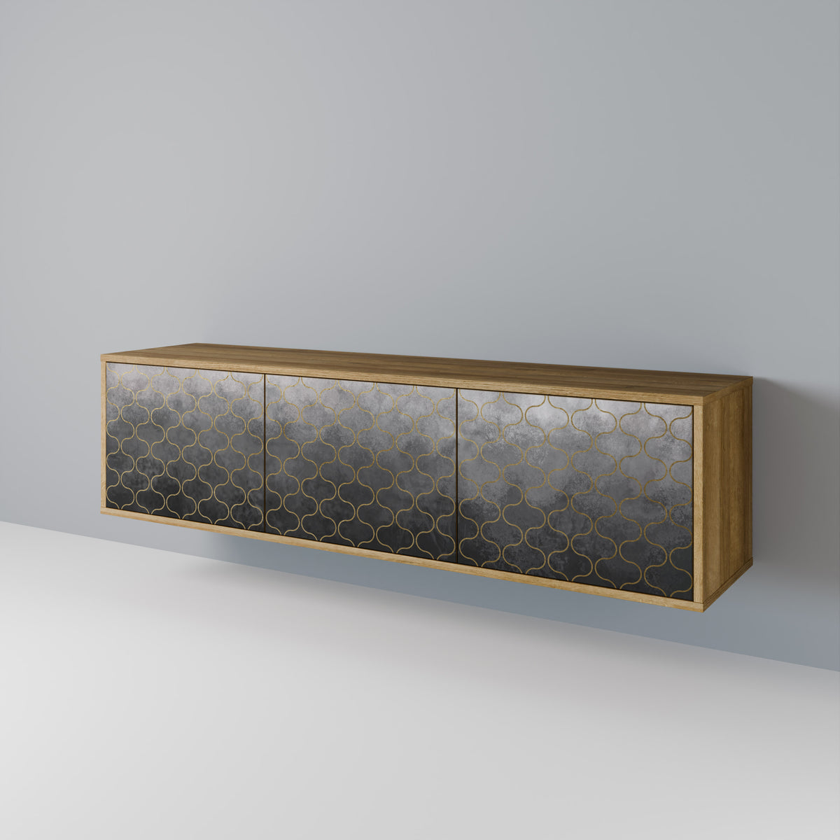 TESSELATED GRAYISH 3-türiges TV-Lowboard