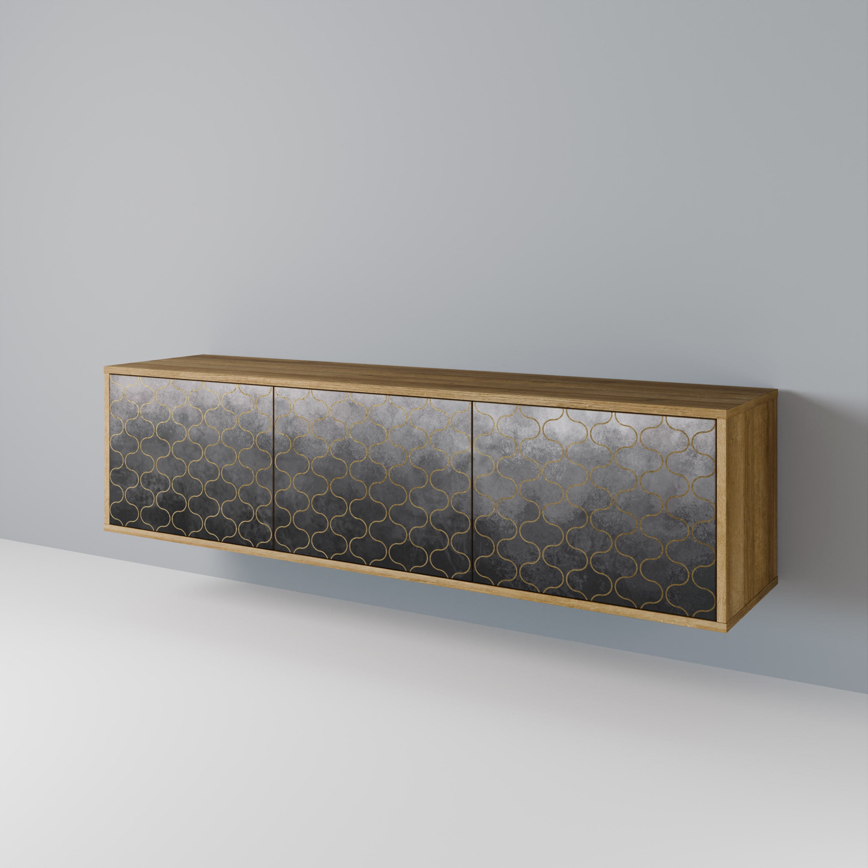 TESSELATED GRAYISH 3-Door TV Cabinet