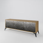 TESSELATED GRAYISH 3-Door TV Stand in Oak Effect