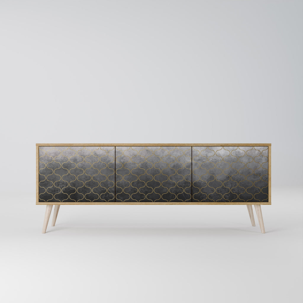 TESSELATED GRAYISH 3-Door TV Stand in Oak Effect