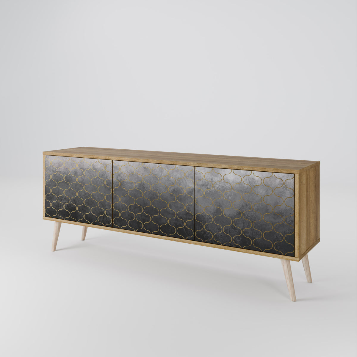 TESSELATED GRAYISH 3-türiges TV-Lowboard